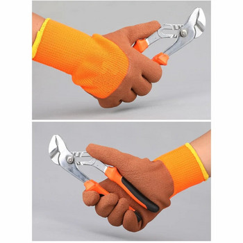Зимни топлинни работни ръкавици с латексово гумено покритие за противоплъзгащи се градински ремонт на автомобили, строител, защита на ръцете, предпазни ръкавици
