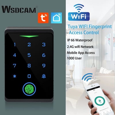 Wsdcam WIFI Door Access Control Tuya Smart RFID Keyboard Controller Waterproof Fingerprint Password Lock APP Дистанционно отключване