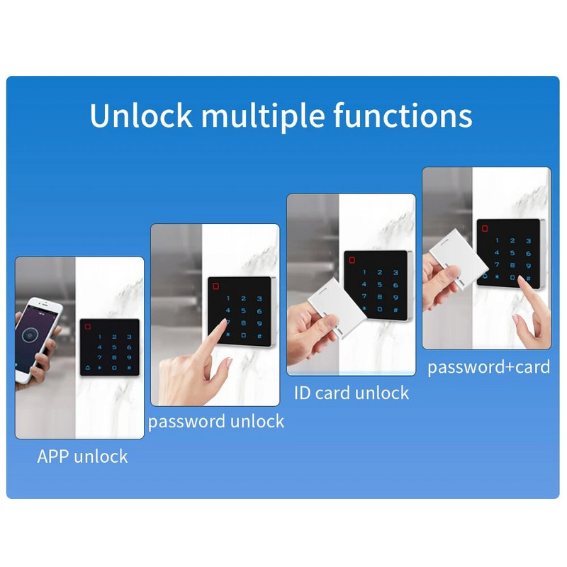 WIFI Tuya Smart App Door Access Control digitaalne integreeritud klaviatuur RFID 125Khz IP67 veekindel taustvalgustusega kaardilugeja Wiegandi sisend