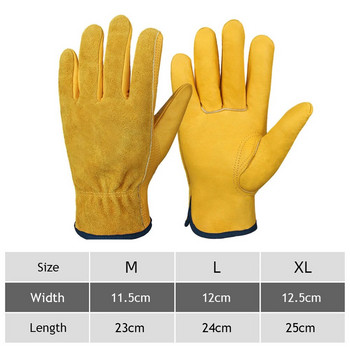 1 чифт работни предпазни ръкавици от мека телешка кожа, заваряване, лов, шофиране, ферма, градина, защита, защита, безопасност, работници, механични ръкавици