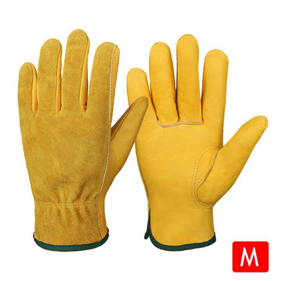 1 Ζεύγος Μαλακά Γάντια Ασφάλειας Εργασίας από δέρμα αγελάδας Συγκόλληση Κυνήγι Οδήγηση Αγρόκτημα Κήπος Ασφάλεια Προστασία Ασφάλεια Εργαζομένων Μηχανικός Γάντια