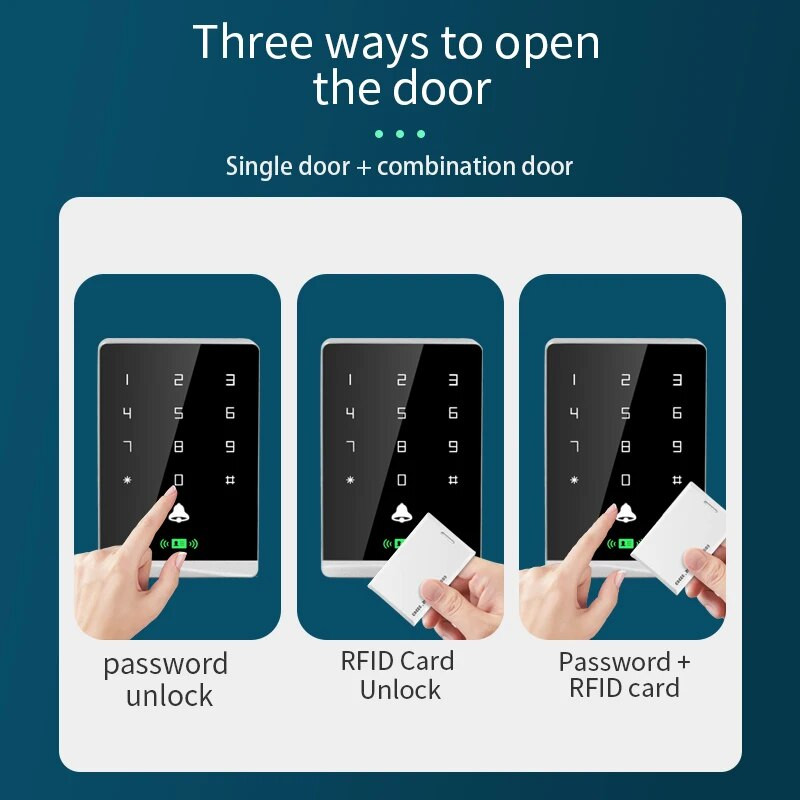 Έλεγχος πρόσβασης κάρτας RFID Πληκτρολόγιο ανοιχτήρι πόρτας Σύστημα ηλεκτρονικής κλειδαριάς Αυτόνομος ελεγκτής πρόσβασης 10 τμχ EM4100 Keychain 1600 Χρήστης