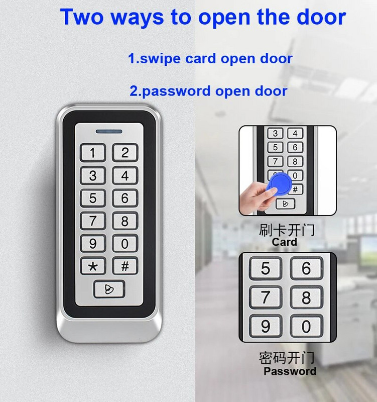Οπίσθιος φωτισμός RFID Metal Door Access Control Reader 1000 User 125KHz EM Card Keypad IP67 Waterproof Code Door Lock