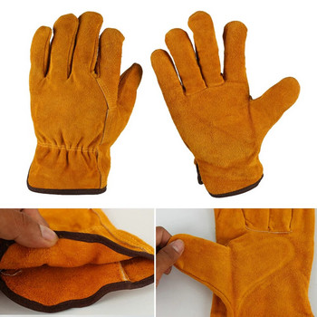 1 чифт електрически заваръчни ръкавици от телешка кожа, топлоизолация, износоустойчиви машини, корабостроителница, работни ръкавици за защита на труда, защита на труда