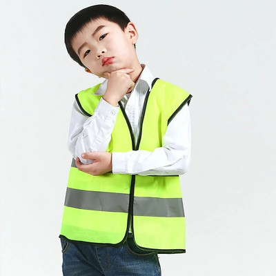 Детска защитна жилетка Светлоотразително облекло Детска защитна жилетка Жълта флуоресцентна защитна жилетка с висока видимост за училище на открито