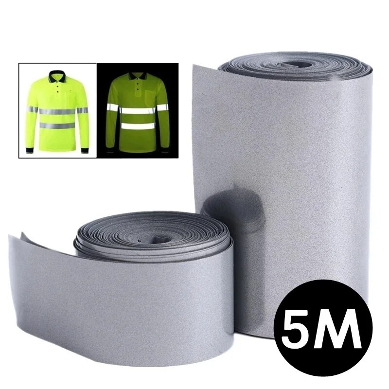 5M reflexný pásik, teplom prenosný, 2cm/5cm reflexná páska, nálepka, materiál na tašky a topánky, ručne nažehľovaná na bezpečnosť na cestách