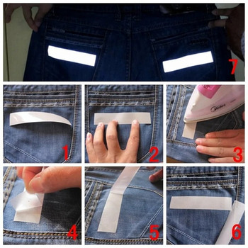 Αυτοκόλλητο 5M Reflective Strip Reflective Tape 2-5cm Heat Transfer Reflective Tape For DIY Clothing Bag Shoes Iron on Safety Clothing Supplies
