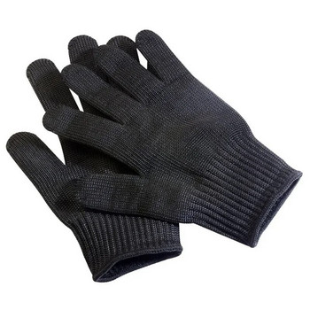 1 чифт ръкавици от черна стоманена тел, метална мрежа, предпазни ръкавици против рязане, устойчиви на износване, работни ръкавици за кухненски месар, градинска самоотбрана