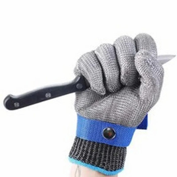 1 ζεύγος μαύρο ατσάλινο σύρμα μεταλλικό πλέγμα γάντια ασφαλείας κατά της κοπής ανθεκτικά στη φθορά Γάντια εργασίας κρεοπωλείο κουζίνας Κήπος Αυτοάμυνα