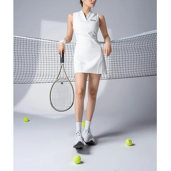 Лятна дамска модна тенис рокля с изрязан гръб Ежедневни едноцветни рокли без ръкави с V-образно деколте за спорт Голф Бадминтон Пинг Понг