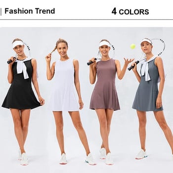 Γυναικεία αμάνικη φούστα τένις Φούστα γκολφ, αθλητικό φόρεμα με τσέπες Σορτς Quick Dry Fitness Φόρεμα τένις Κοντό 2 τμχ Σετ Ρούχα
