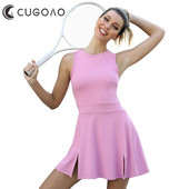 CUGOAO Rochie de tenis de modă în două piese, cu pantaloni scurți, fără mâneci, plisate, pentru badminton, rochii de golf, costum pentru antrenament, îmbrăcăminte sportivă