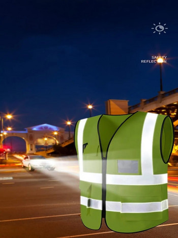 Светлоотразителна предпазна жилетка Яркоцветна жилетка с много джобове Железопътна въглищна миньорска униформа Дишаща светлоотразителна жилетка