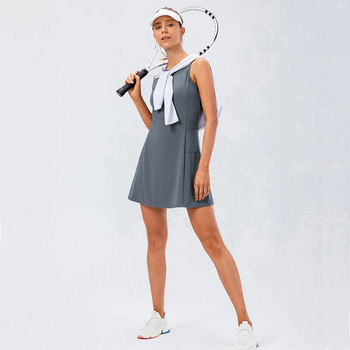 Γυναικείο φόρεμα τένις με ξεχωριστό σορτς αμάνικο αθλητικές φούστες γκολφ σετ με τσέπες Προπόνηση Running Fitness Γυναικείο μπάντμιντον