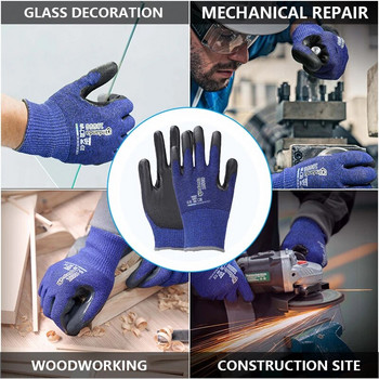 Andanda 1 чифт ръкавици против порязване, ниво 5, устойчиви на порязвания C NBR Sandy Finish Glove (двойно потапяне) с подсилване на палеца Работни ръкавици