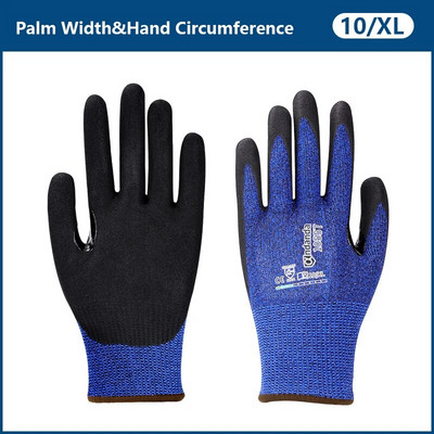 Andanda 1Pair Level 5 Anti-cut Gloves,Cut Resistant C NBR Sandy Finish Glove (διπλή εμβάπτιση) με γάντια εργασίας ενίσχυσης αντίχειρα
