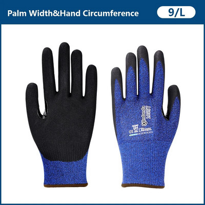 Andanda 1Pair Level 5 Anti-cut Gloves,Cut Resistant C NBR Sandy Finish Glove (διπλή εμβάπτιση) με γάντια εργασίας ενίσχυσης αντίχειρα