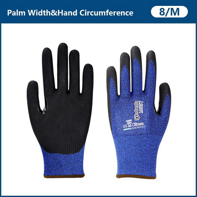 Andanda 1Pair Level 5 Anti-cut Gloves,Cut Resistant C NBR Sandy Finish Glove (διπλή εμβάπτιση) με γάντια εργασίας ενίσχυσης αντίχειρα