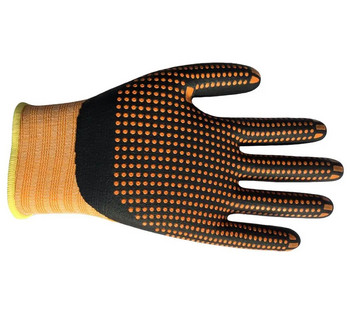 Устойчиви на супер сцепление оранжеви найлонови спандекс Maxi High Flex нитрилни микропяна на точки Предпазни градински работни ръкавици