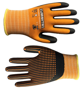 Устойчиви на супер сцепление оранжеви найлонови спандекс Maxi High Flex нитрилни микропяна на точки Предпазни градински работни ръкавици