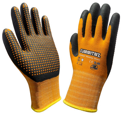 Super Grip Resistant Oranž Nylon Spandex Maxi High Flex Nitrile Micro Foam Dots Ohutus Aiatöö kindad