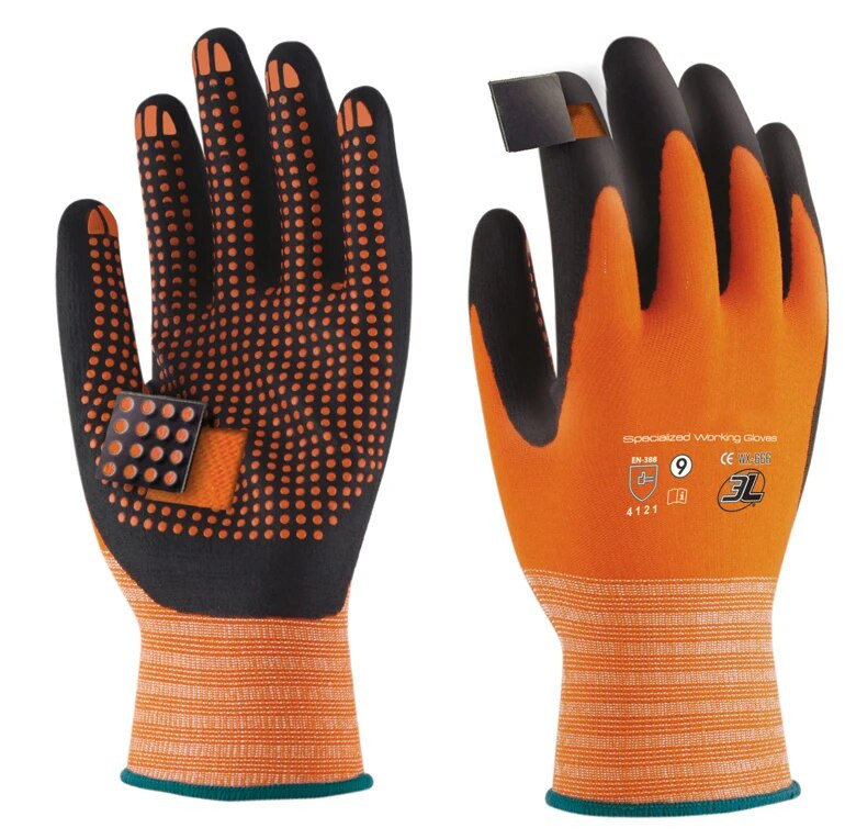 Super Grip Resistant Oranž Nylon Spandex Maxi High Flex Nitrile Micro Foam Dots Ohutus Aiatöö kindad