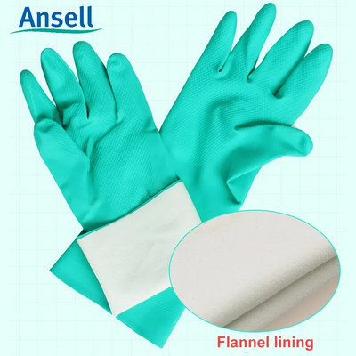 Γάντια εργασίας Ansell Chemical Resist Γάντια εργασίας Nitrile Rubber Acid and Alkali Resistant Waterproof Anti-Slid Gloves Industrial Laboratory