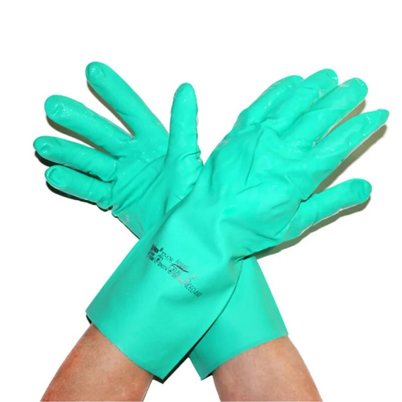 Γάντια εργασίας Ansell Chemical Resist Γάντια εργασίας Nitrile Rubber Acid and Alkali Resistant Waterproof Anti-Slid Gloves Industrial Laboratory
