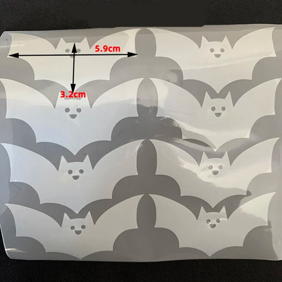 Kummitustähe nahkhiire süda hele hõbedane soojusülekandega helkurkleebis riidele kottidel jalatsite soojusülekande muster