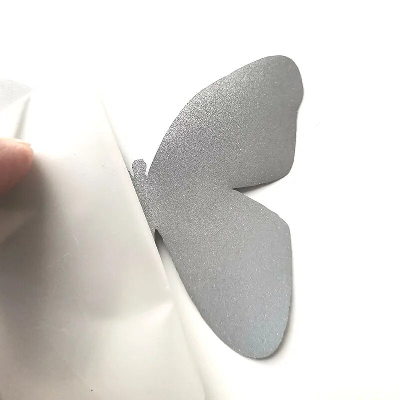 Kummitustähe nahkhiire süda hele hõbedane soojusülekandega helkurkleebis riidele kottidel jalatsite soojusülekande muster