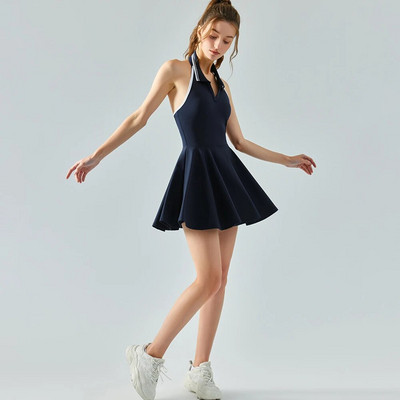 Rochie de tenis Echipament de golf Ținute pentru femei Pantaloni scurți de siguranță Decolteu cu șalț contrast cu rever Rochie sport Sală de gimnastică Yoga Fuste de tenis pentru femei