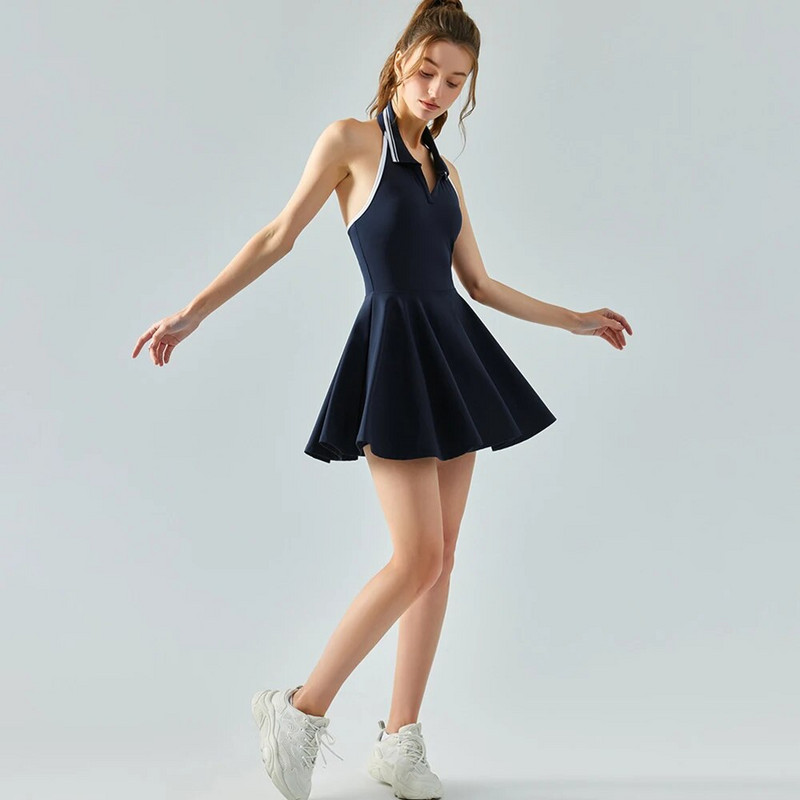 Tenniskleit Golfirõivad Naiste komplektid Ohutuspüksid Päitsed Kaelus Kontrast rev Spordikleit Jõusaal Jooga Tennisseelikud naistele