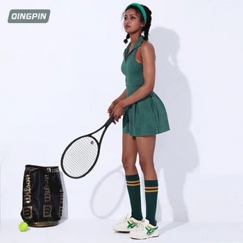 2022 Нова спортна къса пола за бягане Спортна рокля с яка и найлонова щампована тенис пола Пола за бадминтон Тенис рокля Дамска