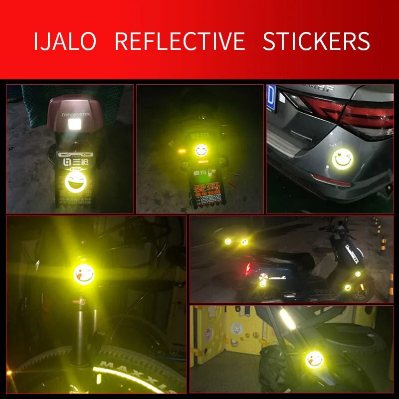 Armas multikas naeratav nägu Peegeldav kleebis Elektrijalgratta mootorratta tõukeratas Hoiatusmärk kiivri ohutus