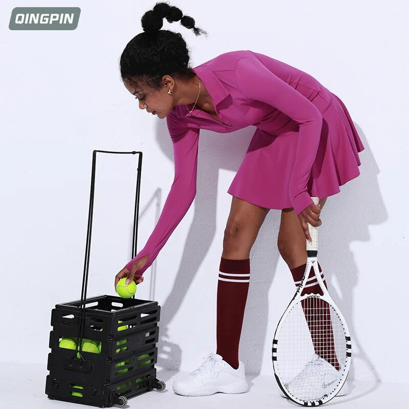 Γυναικείο αθλητικό μονοκόμματο φόρεμα τένις γυμνό γυμναστήριο με ψηλό λαιμό μπάντμιντον αθλητική φούστα τένις Γυναικείο φόρεμα