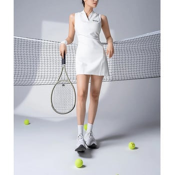 Γυναικείο φόρεμα τένις με κόψιμο στην πλάτη, μονόχρωμα, αμάνικα φορέματα, αθλητικά γυμναστήρια, αθλητικά φορέματα μπάντμιντον