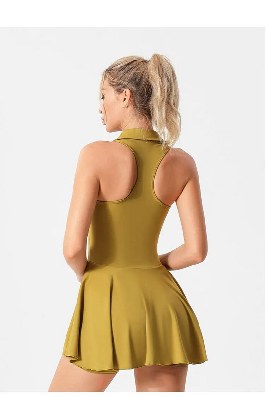 Φόρεμα τένις πόλο με επιθέματα στήθους και σορτς Μαλακά ψηλά ελαστικά φούστες γυμναστικής Φούστες γιόγκα γυμναστικής Ενδύματα