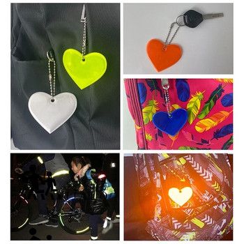 5X безопасен рефлекторен ключодържател с форма на сърце, светлоотразяваща екипировка, ключодържател за якета, чанти, портмонета, раници, детски колички, инвалидни колички