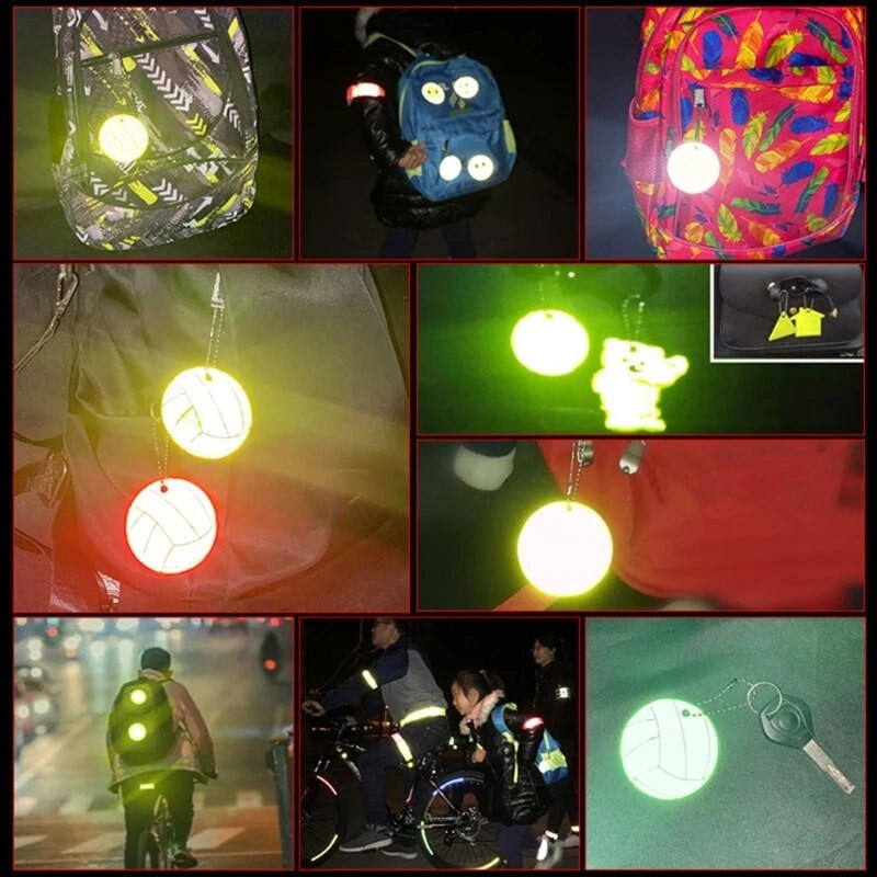 5 ks bezpečnostných reflexných prvkov pre deti, kľúčenky, štýlové reflexné vybavenie, batohy, kočíky, bundy, reflexný prívesok na kľúče pre bezpečnú cyklistiku