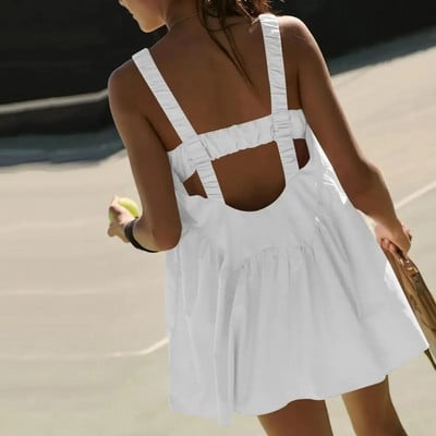 Γυναικεία φούστα τένις Αθλητικό φόρεμα μπάντμιντον Quick Dry με μαξιλαράκι στήθους μονοκόμματο Ρούχα Yoga Fitness Sundress κατά της διαρροής