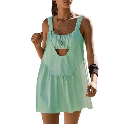 Fusta de tenis Rochie de sport de badminton cu uscare rapidă pentru femei, cu pernă pentru piept, haine de yoga dintr-o singură bucată, rochie de fitness, anti-scurgere