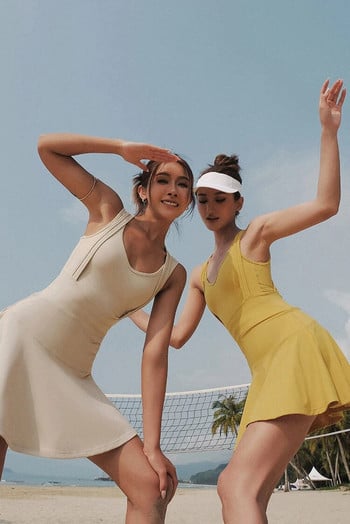 Αθλητικό φόρεμα τένις Γυναικείο αμάνικο φόρεμα τένις με επένδυση Προπόνηση τρέξιμο κοντές φούστες γυμναστικής Γκολφ μπάντμιντον γιόγκα φούστες