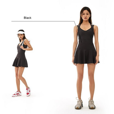 Rochie sport tenis Rochie tenis pentru femeie fără mâneci, cu antrenament căptușit, alergare, fitness, fuste scurte, golf, badminton, fuste yoga
