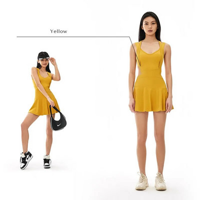 Rochie sport tenis Rochie tenis pentru femeie fără mâneci, cu antrenament căptușit, alergare, fitness, fuste scurte, golf, badminton, fuste yoga
