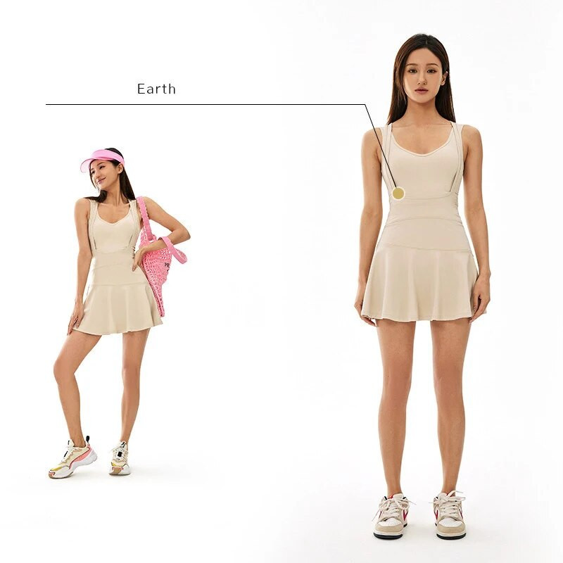Αθλητικό φόρεμα τένις Γυναικείο αμάνικο φόρεμα τένις με επένδυση Προπόνηση τρέξιμο κοντές φούστες γυμναστικής Γκολφ μπάντμιντον γιόγκα φούστες