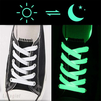 1 чифт нови холографски светлоотразителни връзки за обувки Двустранно отразяващи светещи плоски връзки с голяма яркост Маратонки Предпазни обувки Връзки