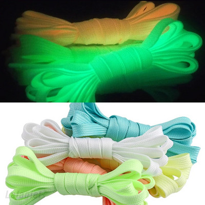 1 чифт нови холографски светлоотразителни връзки за обувки Двустранно отразяващи светещи плоски връзки с голяма яркост Маратонки Предпазни обувки Връзки