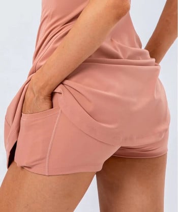 Голи йога тенис поли Еластична бързосъхнеща спортна дамска пола за голф + Комплект къси панталони Момическа тенис рокля