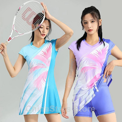 2023 Women Girls Sports Dress + Inner shorts Ladies Tennis Dresses With Shorts Badminton Dress Clothes Gym Running Sportswear