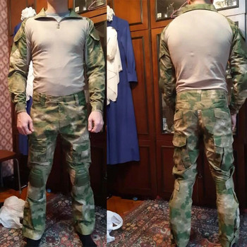 HAN WILD Army Combat T Shirt Мъжка тактическа тениска с дълъг ръкав Safari Camo Cotton Military Shirt Ловни дрехи Airsoft тениски